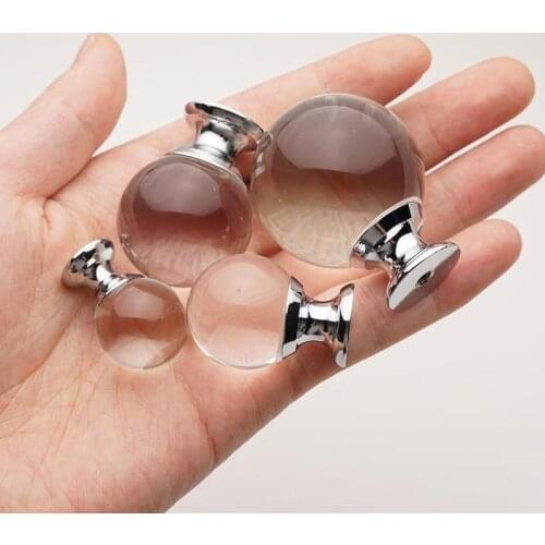 1PC Furniture Cupboard Drawer Handle Wardrobe Dresser Cabinet Pull Crystal Ball Black Round Knob Modern
