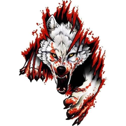 2pc Decorative Stickers Car Personality 3d Realistic Wolf Head Hood Door Car Body Decoration Wall Sticker Uncompressed Material