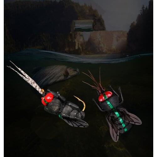 2pcs/box Insects Flies Fly Fishing Lures Flies Trout Artificial Crank Hook Insects Lure Bionic Floating Bait Fishing Accessories