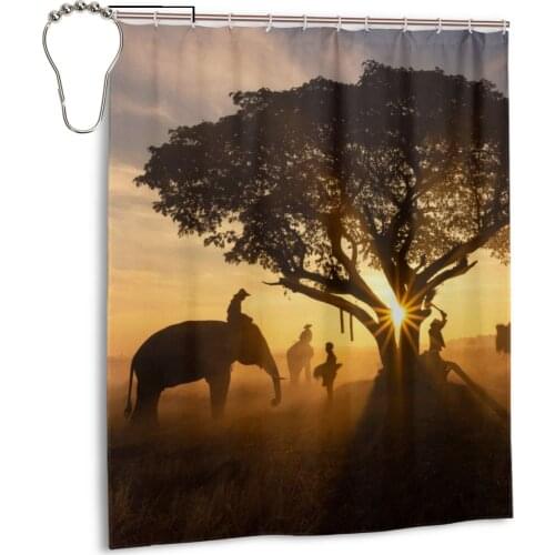 3D Elephant Shower Curtains Bathroom Curtain Frabic Waterproof Polyester Bath Curtain Hooks Elephant Waterproof Cartoon Animal