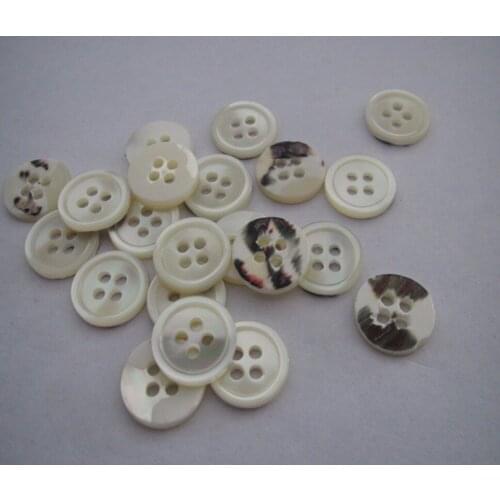 Free shipping 12mm white color trocas shell button have round edge 4 holes high grade fashion mother of shell button 100pcs