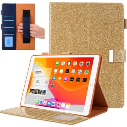 Glitter case for ipad air 2 air 1 case 2018 9.7 2017 pro 9.7 Leather Stand Luxury Flip Hand Strap Case for funda ipad 2018 9.7