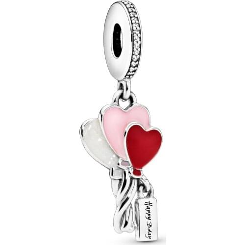 925 Sterling Silver Heart Dangle Balloon Charm Beads Pendant Fit Original Pandora Bracelet Bangle Silver 925 Jewelry DIY Making