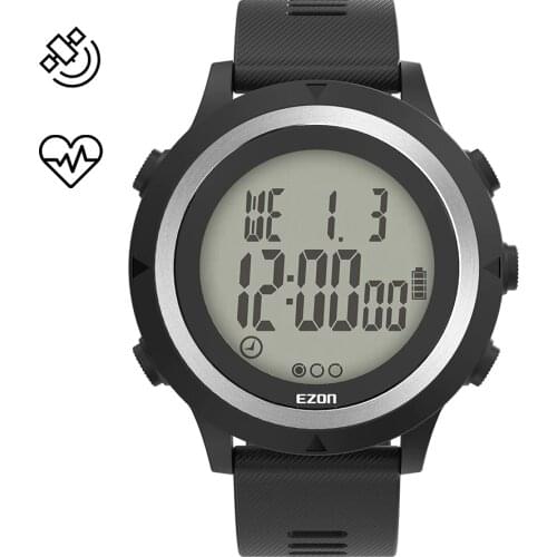 Mens Sport Running Watch GPS Timing EZON T909C Optical Heart Rate 5ATM Waterproof Chronograph Alarm Pedometer Progress Bar