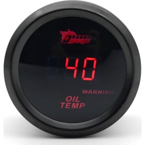 DRAGON GAUGE 52MM Oil Temp Gauge Digital Red led Black Case