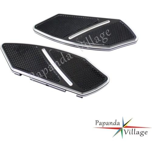 Black Motorbike Rear Passenger Floorboards Foot Rests Driver Footpeg Pedal for Harley Touring Road King Glide Softail 1984-2015