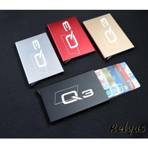 Anti-theft ID Credit Card Holder Men Women Porte Carte Thin Aluminium Wallets Pocket Case For Audi Q3 F3B 8UB 8UG Accessories