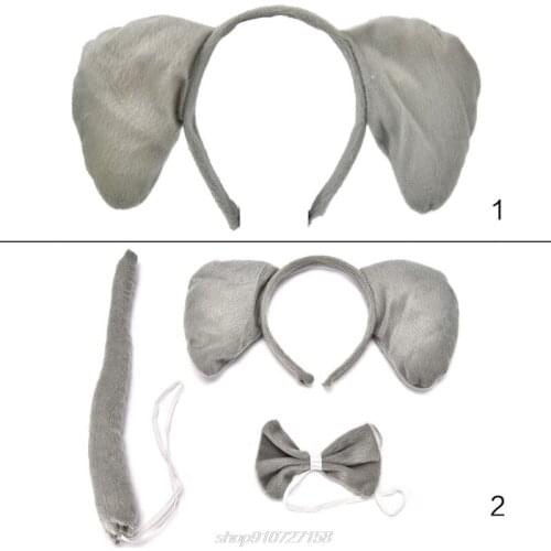 Child Adult Animal Costume Set Large Elephant Ears Headband Bow Ties Long Tail Halloween Party Favors Cosplay MY31 21 Dropship