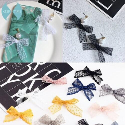 DIY handmade ear accessories lace lace bow earrings earrings pendant pendant