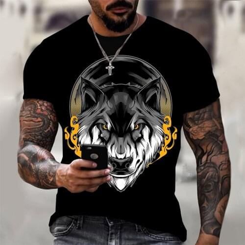 Summer New Wolf T-Shirt 3D Print TShirt For Men Casual Oversized Mens T-Shirt Fashion O-Neck Hip Hop Short Sleeve Tops Clothes
