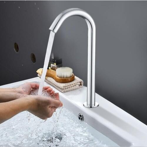 G1/2in Thread Automatic Induction Sensor Water Faucet Infrared Single Cold Tap with Control Box for Kitchen