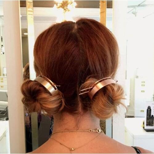 Original Shining Gold Alloy Bun Cage Simple Round Hair Knot Stick Hair Cuff Hair Bun Accessories Top Knot Cage 2019 (2 Set/Pair)