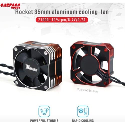 Rocket 35mm Metal Motor Cooling Fan 8.5V/21000RPM Heat Dissipation Cooling Fan for 1/10 1/12 1/8 RC Car Brushless Motor