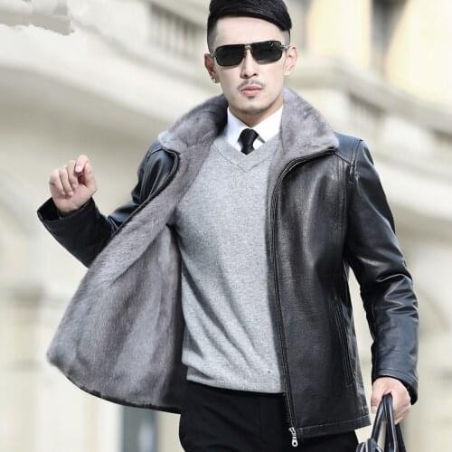 Real Fur Coat Men Natural Mink Fur Coat Genuine Leather Jacket Men Goatskin Winter Coat for Mens Clothing Casaco A16DN5257 YY796