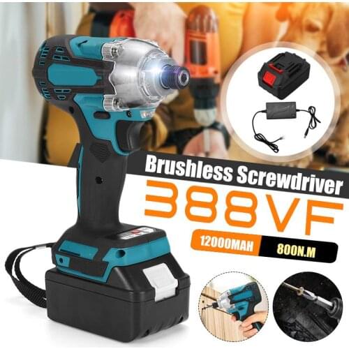 800N.M 18V Electric Screwdriver battery Brushless Cordless Screwdriver Impact Drill Impact Driver Rechargeable Driver 388vf