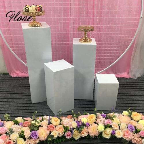 Wedding backdrop white iron square circle Pillars dessert table birthday party cake flower stand home decoration accessories