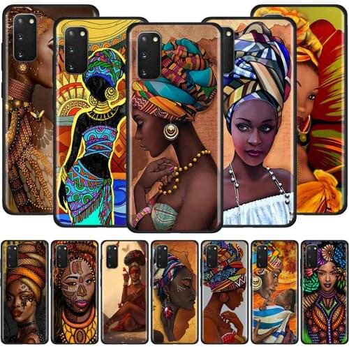 TPU Soft Case For Samsung Galaxy S20 FE S10 Plus S10e Note 20 Ultra 10 Lite S9 S8 Back Phone Cover Shell Colorful African Girl