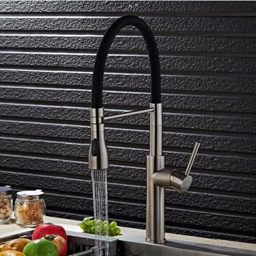 Free Shipping pull out Kitchen faucet Luxury water tap chrome swivel kitchen sink Mixer tap kitchen vanity faucet sink faucet