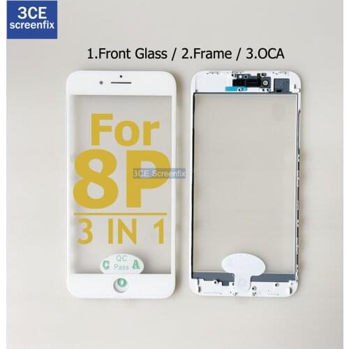 Top Quality Front Outer Glass Middle Frame Bezel Laminate OCA For iPhone 8 Plus 3 in 1 2 in 1 Front Glass Frame OCA