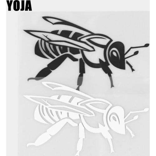 YOJA 10.9×6.4CM Vinyl Decal Honeybee Pattern Cartoon Animals Car Stickers Black/Silver 19C-0314