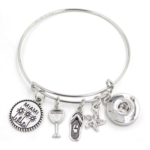 Beach Style Jewelry Miami Charm Bracelets Expandable Bangle Snap Bracelets Snap Jewelry For Women