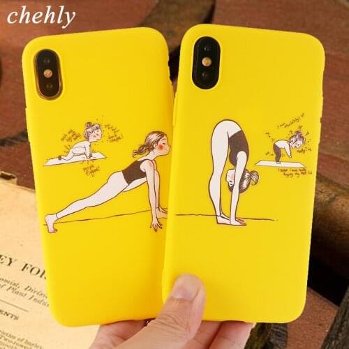 Funny Yoga girl Phone Case for iPhone X XR XS Max 8 7 6 S Plus Beauty Cases Soft Silicone Protect Mobile Phone Accessories Cover