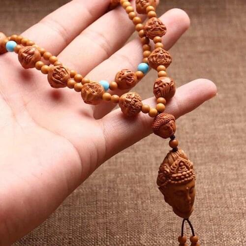 Intricately Carved Dragon Olive Pit Carved Eighteen Arhats Worship Guanyin Olive Pit Necklace Olive Beard Bracelet