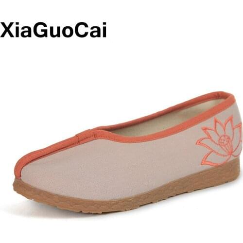 Spring Autumn Women Shoes Casual Breathable National Mbroidered Ladies Embroidered Footwear Flat Cloth Low-top Female Shoes