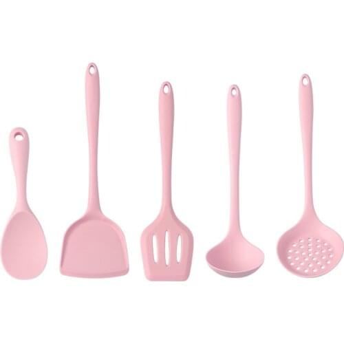 1PC Pink Cooking Kitchenware Silicone Tools Heat-Resistant Spatula Spoon Shovel Turner Strainer Kitchen Utensil Dishwasher Safe
