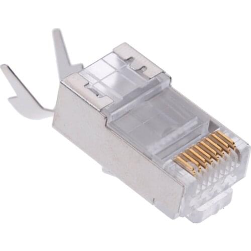 10pcs Rj45 Connector Rj 45 Ethernet Cable Plug Cat7 Cat6a 8P8C Stp Shielded Cat 7 Network Terminals 1.3mm