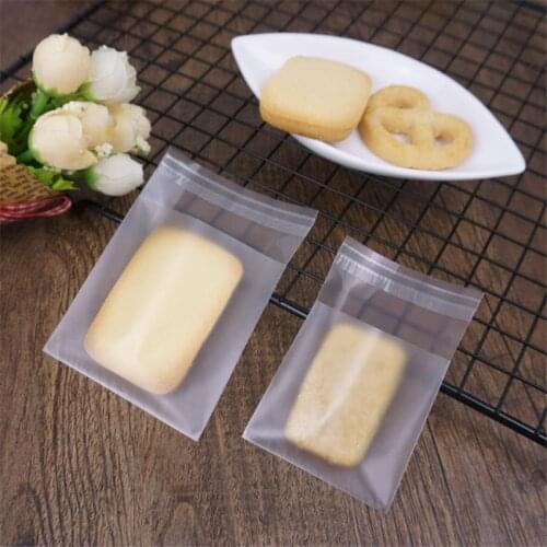 100PCS Transparent Frosted Cookie Candy Bag Wedding Party Supplies Gift Bag Biscuits Snack Baking Self-Adhesive Package Bag