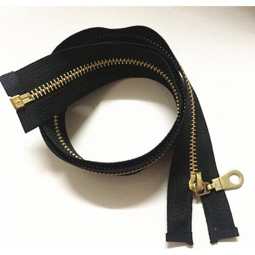 2pcs 28Inch Jacket Style Brass Metal Separator 5# Zipper On Black Nylon Coil zippers for sewing