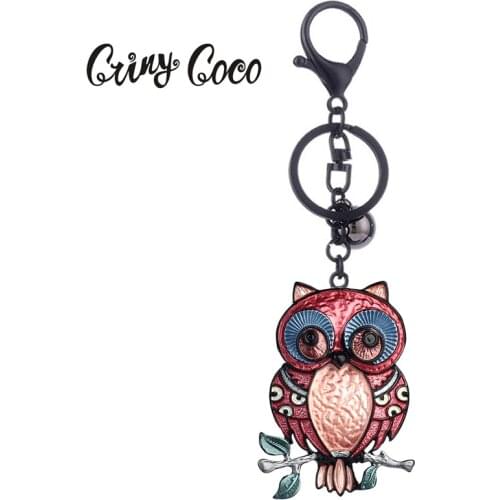 2019 Colorful Enamel Owl Keychains for Women Girls Fashion Alloy Metal Animal Bird Car Bag Pendant Cute Key Holder Rings Trinket