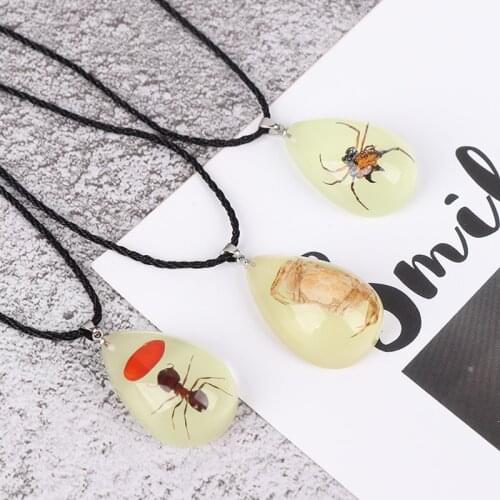 2021 Vintage Scorpion Chain Necklace Bronze Blue Women Jewelery Natural Insect Pendants Bohemian Custom Necklace Boho Jewelry