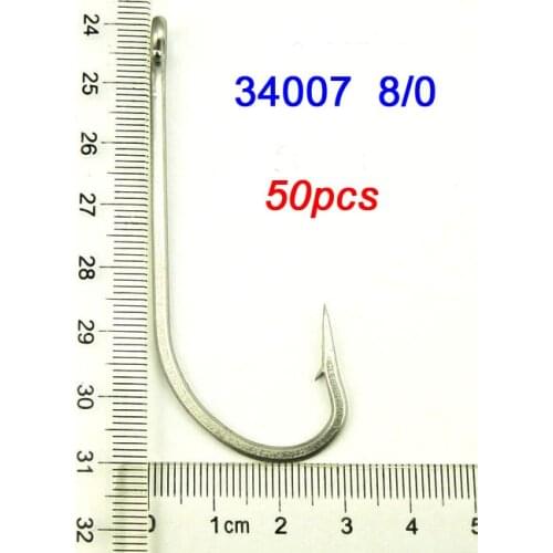 50pcs 34007 Size 8/0 Stainless Steel Big Fishing Hooks Sharpened OShaughnessy Hook Tackle