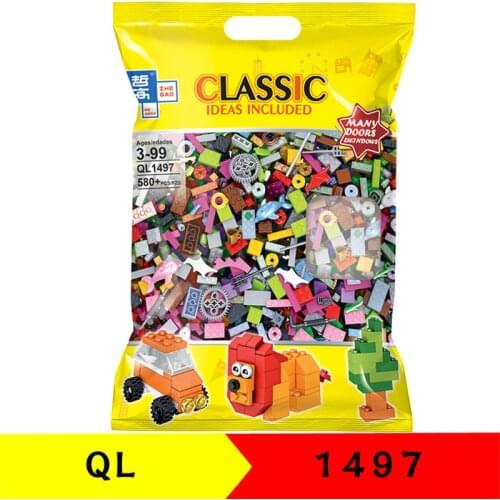 580pcs QL1497 Free Assembling Creative Basic Pieces of Small Particles Childrens Educational Building Blocks Gifts