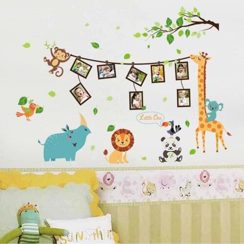 70 X155 CM Baby And Children 'S Room Wall Decor Picture Photo Frame Cute Animals Pvc Wall Sticker Quality Design 2021
