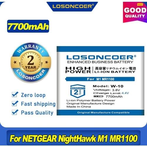 100% Original LOSONCOER 7700mAh W-10 For NETGEAR NightHawk M1 MR1100 W10 SIERRA WIRELESS Battery 308-10019-01