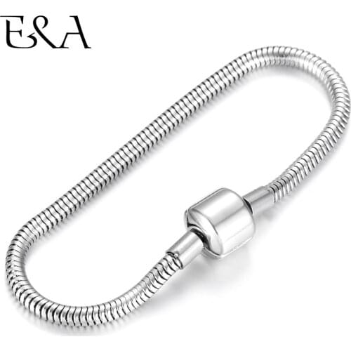 Stainless Steel Bracelets Snake Chains with European Clips DIY Charms Pan Bracelet Jewelry Making Chain Accessories