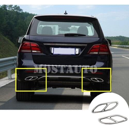 For Mercedes Benz GLS X166 Car Exhaust Muffler Tail Pipe Cover 2016-2018 2pcs Car Accessories Interior Car Decor Car Trim