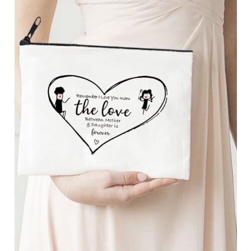 The Love Print Cosmetic Makeup Bag Canvas Organizer Zipper Pouch Fashion Girls Lovely Casual Travel Portable Storage Purse