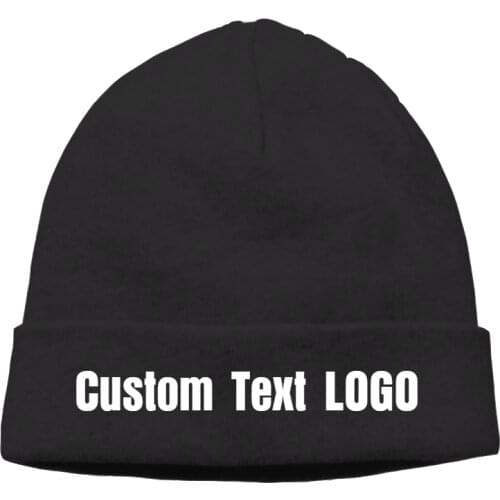 Custom Printed Personalised Knit Beanie Hat Cap Any Text, Logo, Photo