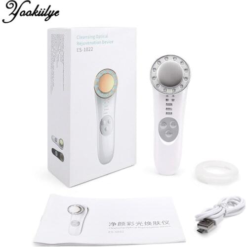 EMS Iontophoresis Instrument Facial Massager Face Lifting Anti Aging Wrinkle LED Photon Red Blue Light Therapy Skin Care Device