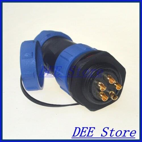 AC 500V 30A 21mm Thread 5P Cable Gland Connecting Aviation Plug + Waterproof Cap