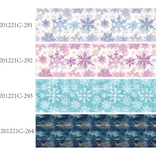 50 yards/lot) New design 22mm 25mm 38mm snowflake printed hair bows ribbon