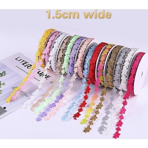 1.5cm Wide Fine Butterfly Flower Lace fabric Craft Cake Gift Wrap With DIY Handmade Hat Purse Bouquet Ribbon Accessories renda