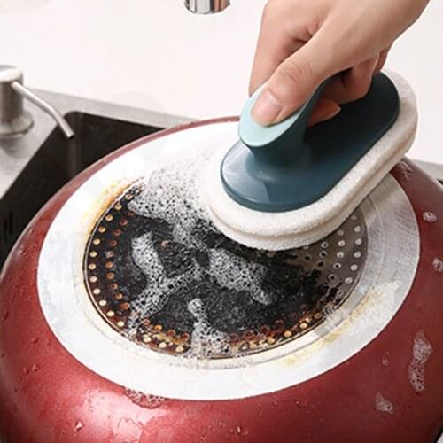 Kitchen Sponge Brush with Handle Multi-purpose Scrubbing Sponge Powerful Quick Cleaning Decontamination Brush TS1