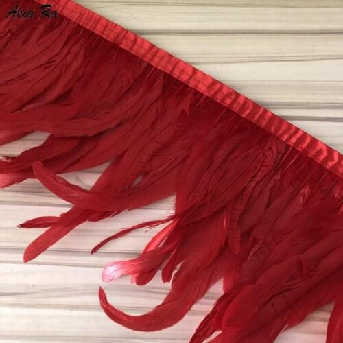 10 Meters Dyed Rooster Feather Trim Ribbon 6-8 inch Chicken Feathers for diy crafts Dresses Clothing Sewing Decoration Accessory