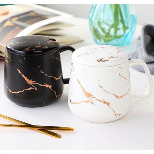 Marble simple ceramic mug gift box tea breakfast office coffee cup ceramic coffee cup set coffee mug