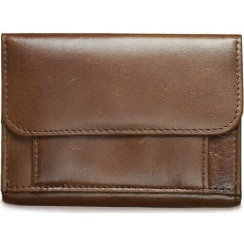 2019 New vintage wallet genuine leather short paragraph vertical first layer leather wallet multi-function mens card package